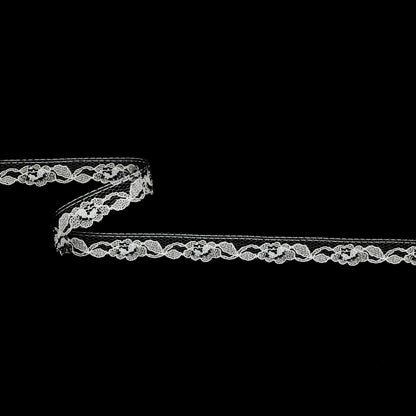 White Floral Re-Embroidered Lace Trim - 0.5"