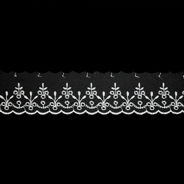 White Embroidered Eyelet Lace Trim - 1.75"