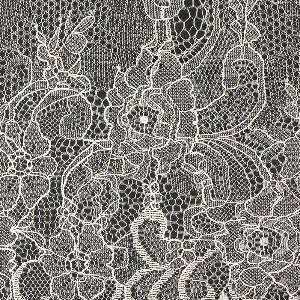 Blanc de Blanc Floral Chantilly Lace Trim with Eyelash Fringe - 10" x 3yd Detail