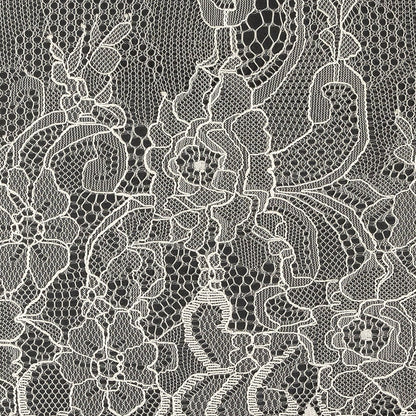 Blanc de Blanc Floral Chantilly Lace Trim with Eyelash Fringe - 10" x 3yd Detail