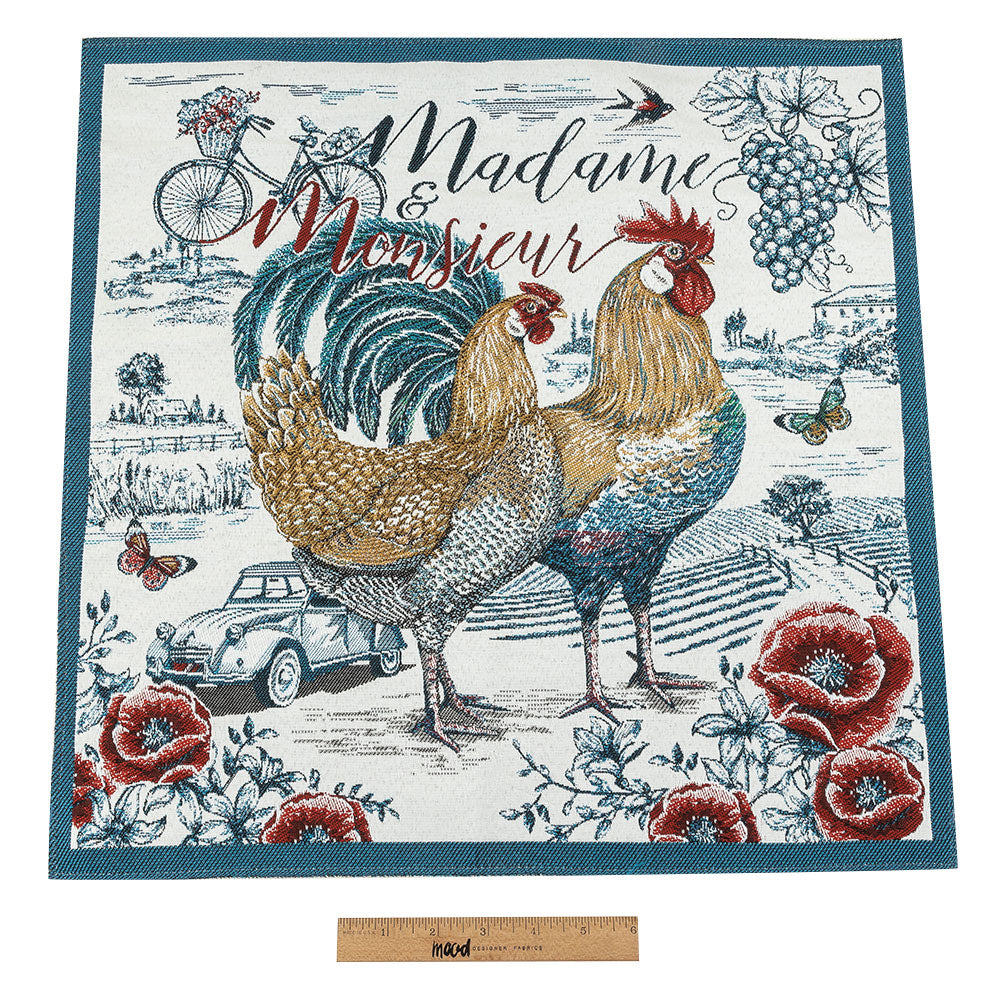 French Bleu Madame and Monsieur Oversized Square Patch - 18.875" Full