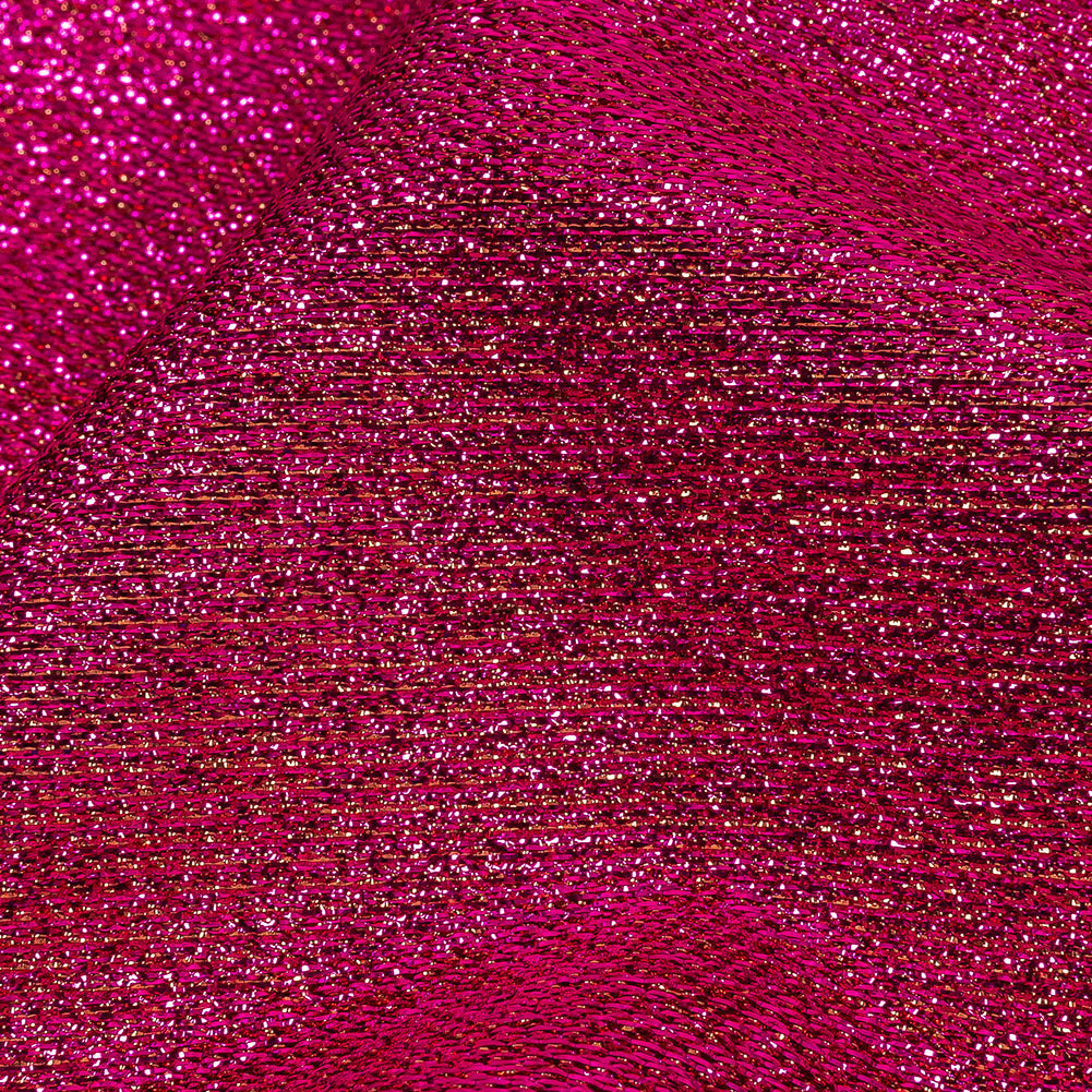 Geode Metallic Fuchsia Crackle Luxury Brocade Folded