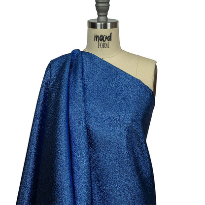 Geode Metallic Blue Crackle Luxury Brocade Drape