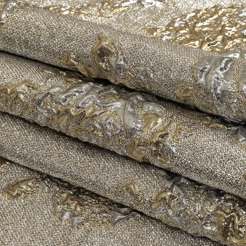 Metallic Silver and Gold Floral Luxury Brocade Folded