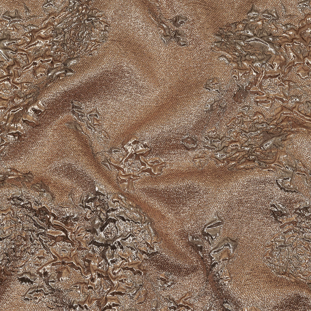 Metallic Gunmetal and Copper Floral Luxury Brocade