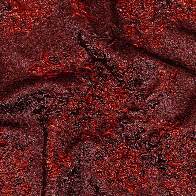 Metallic Scarlet and Burgundy Floral Luxury Brocade