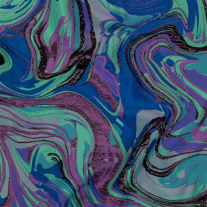 Lilac, Seafoam and Blue Marbled Metallic Luxury Brocade