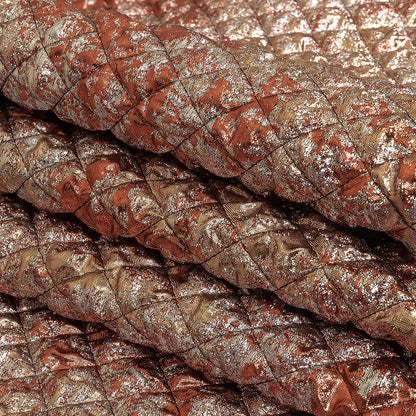 Metallic Copper, Bronze and Silver Diamond Quilted Luxury Brocade Folded