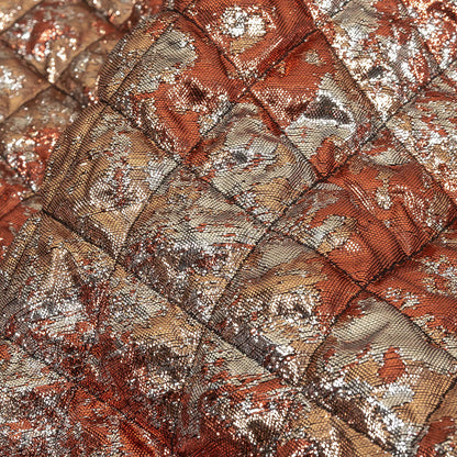 Metallic Copper, Bronze and Silver Diamond Quilted Luxury Brocade Detail