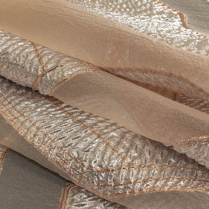 Metallic Silver and Rose Gold Abstract Luxury Burnout Brocade Folded