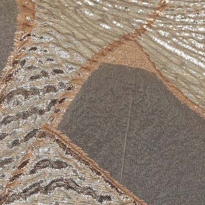 Metallic Silver and Rose Gold Abstract Luxury Burnout Brocade Detail