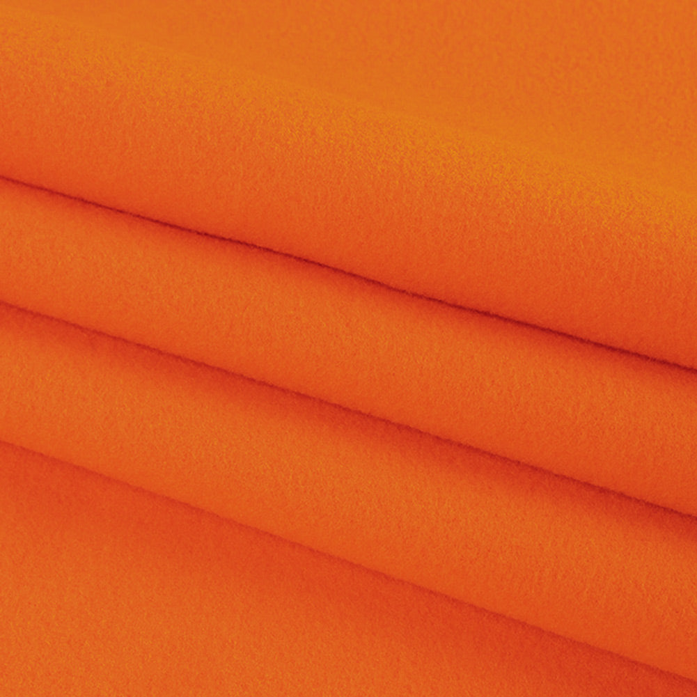 Flame Orange Recycled Polyester Stretch Knit Fleece Folded