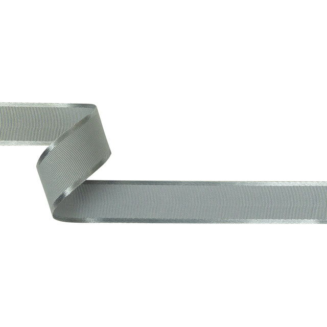 Silver Gray Satin-Edged Grosgrain Ribbon - 1"