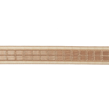 Gilded Beige Windowpane Checks and Sheer Borders Woven Ribbon - 0.625" Detail