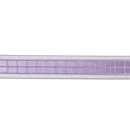 Lilac Windowpane Checks and Sheer Borders Woven Ribbon - 0.625" Detail