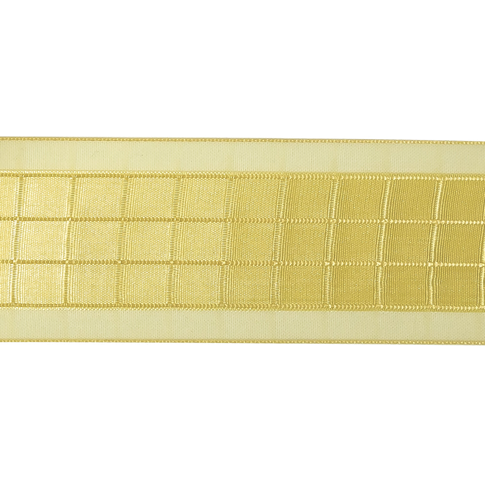 Yellow Windowpane Checks and Sheer Borders Woven Ribbon - 1.5" Detail