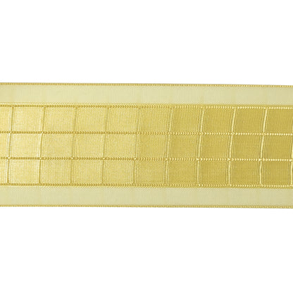 Yellow Windowpane Checks and Sheer Borders Woven Ribbon - 1.5" Detail