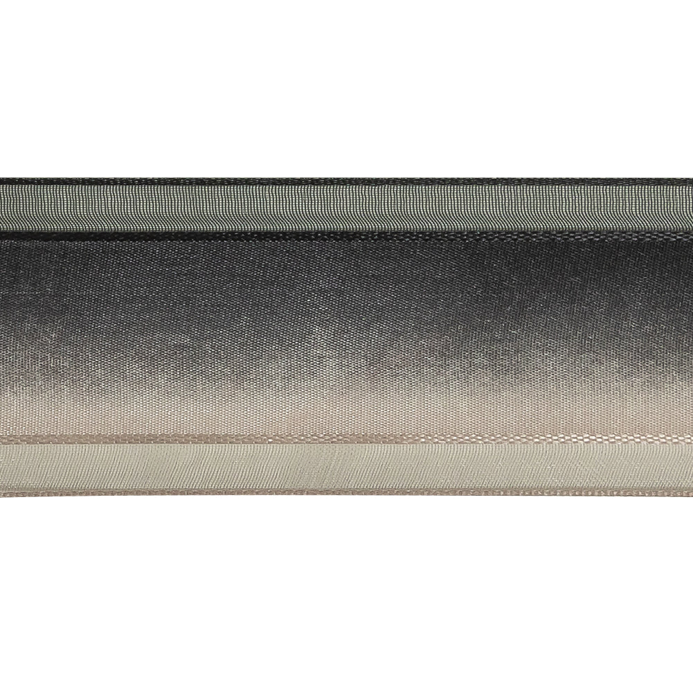 Black and Odyssey Gray Ombre Woven Ribbon with Sheer Organza Borders - 1.5" Detail