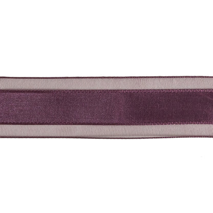 Sunset Purple Woven Ribbon with Sheer Organza Borders - 1" Detail
