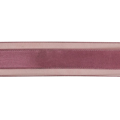 Amaranth Woven Ribbon with Sheer Organza Borders - 1" Detail