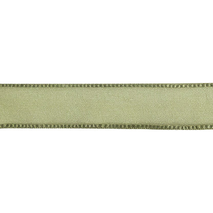 Moss Shimmering Organza Ribbon with Woven Edges - 0.75" Detail