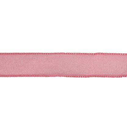 Hot Pink Shimmering Organza Ribbon with Woven Edges - 0.75" Detail