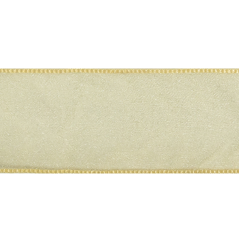 Mellow Yellow Shimmering Organza Ribbon with Woven Edges - 1.5" Detail