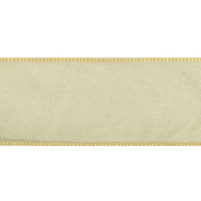 Mellow Yellow Shimmering Organza Ribbon with Woven Edges - 1.5" Detail