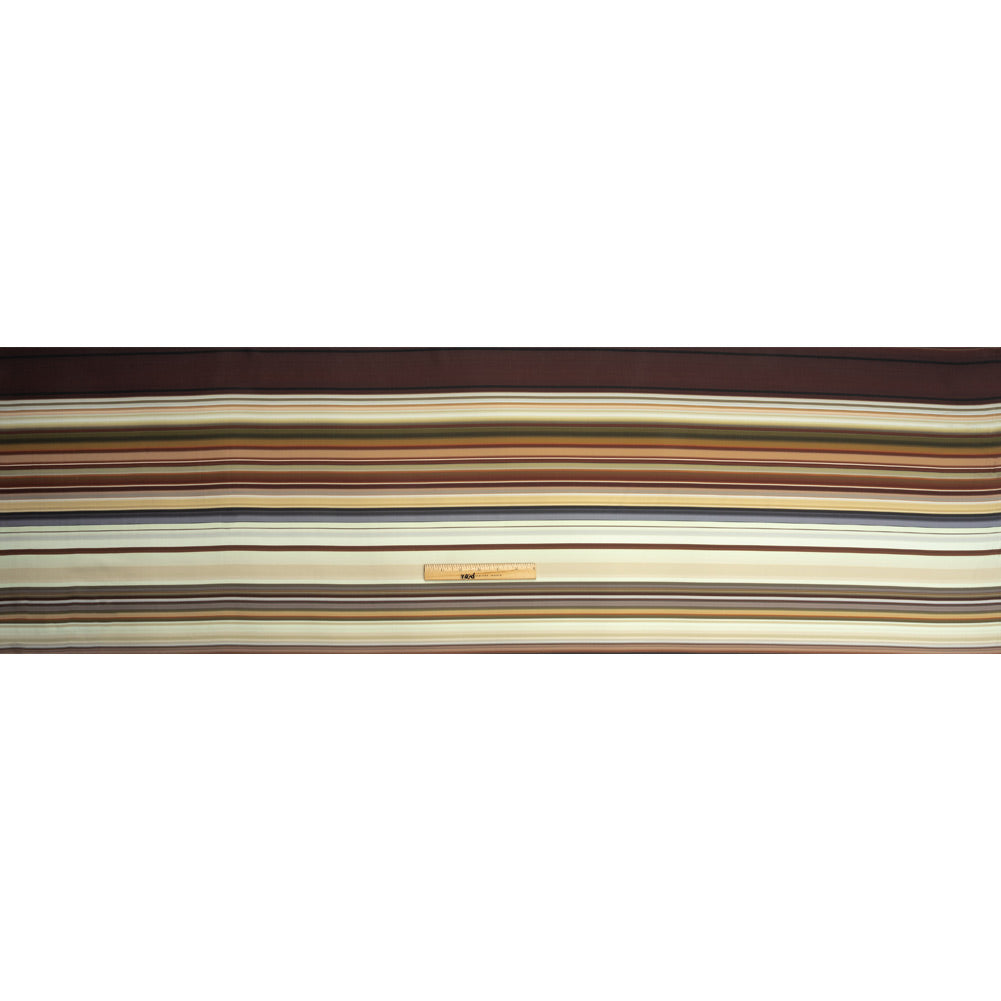 Italian Seafoam, Russet and Capulet Olive Stripes Polyester Crepe de Chine Panel Full