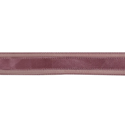 Amaranth Woven Ribbon with Sheer Organza Borders - 0.75" Detail