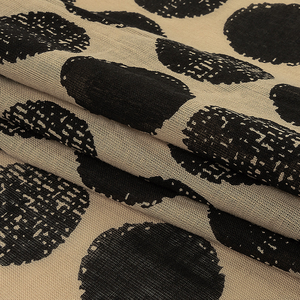 Tocca Beige and After Dark Distressed Circles Cotton Voile Folded