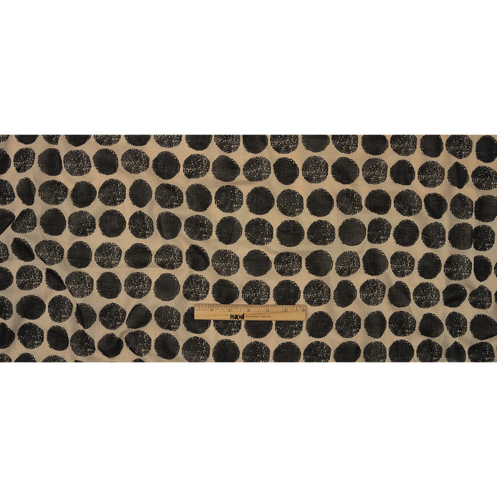 Tocca Beige and After Dark Distressed Circles Cotton Voile Full