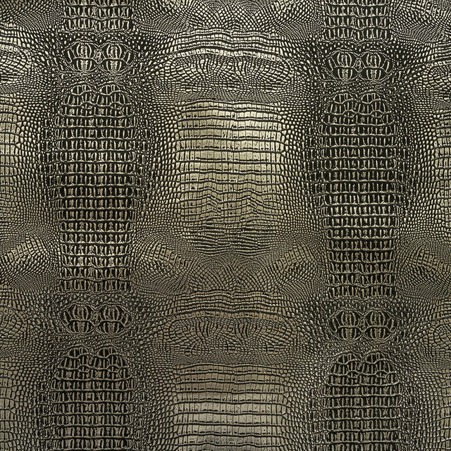 Metallic Crocodile Embossed Vinyl - Black and Silver - Twain Collection