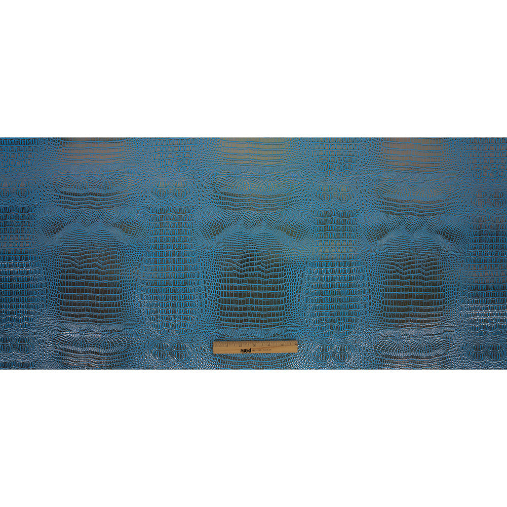 Metallic Crocodile Embossed Vinyl - Blue and Bronze - Twain Collection Full