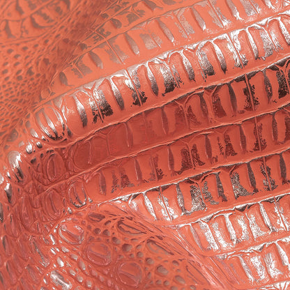Metallic Crocodile Embossed Vinyl - Pink and Silver - Twain Collection Detail