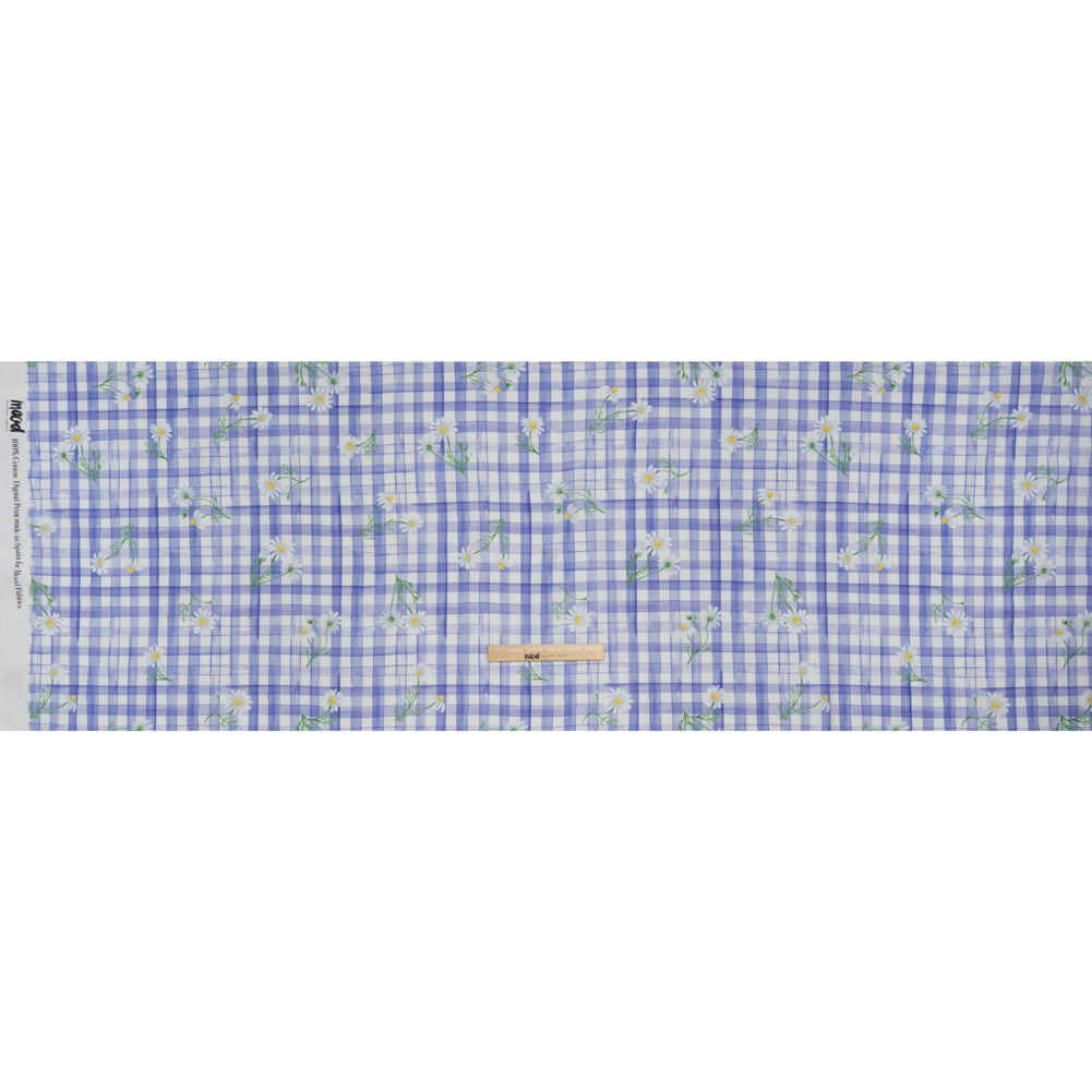 Cotton Poplin Print - Iolite Purple Gingham and Floral - Mood Exclusive Daisy Chain - Full