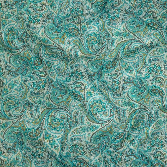 Cotton Gauze - Aqua Jacobean Paisley - Mood Exclusive Hypnotize Me Print