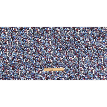 Raspberry, Blue and Snow White Paisley Cotton Sateen Full