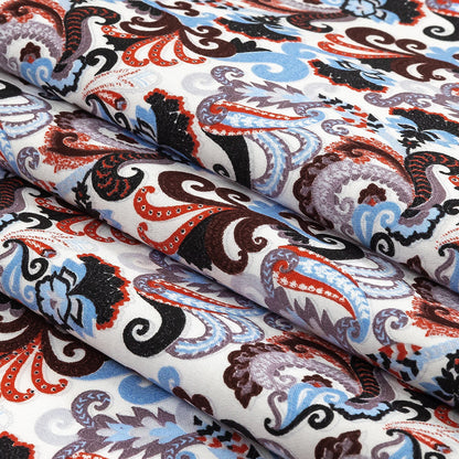 Poinciana, Baby Blue and Misty Lilac Paisley Cotton Sateen Folded