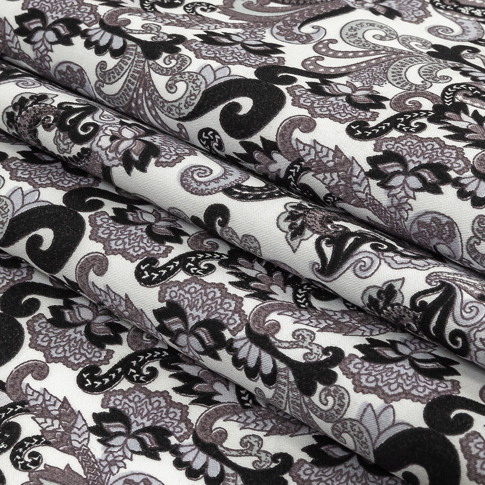 Tap Shoe, Snow White and Misty Lilac Paisley Cotton Sateen Folded