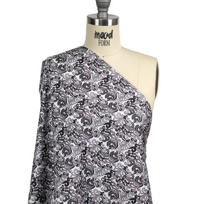 Tap Shoe, Snow White and Misty Lilac Paisley Cotton Sateen Drape