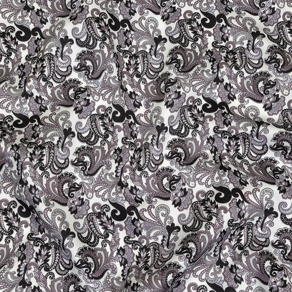 Tap Shoe, Snow White and Misty Lilac Paisley Cotton Sateen