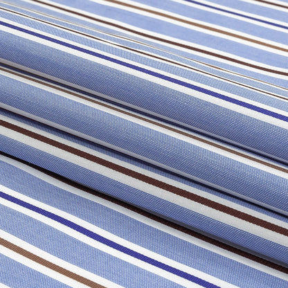 Grapemist, Raw Umber and White Halo Stripes Cotton Shirting Folded