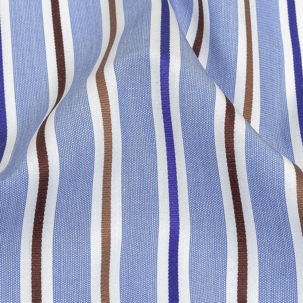 Grapemist, Raw Umber and White Halo Stripes Cotton Shirting Detail
