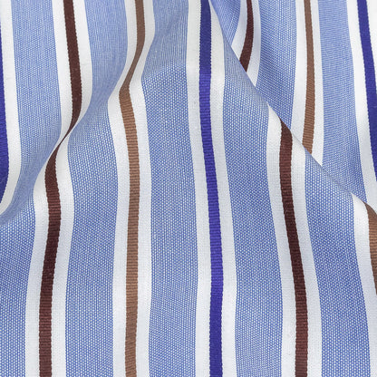Grapemist, Raw Umber and White Halo Stripes Cotton Shirting Detail