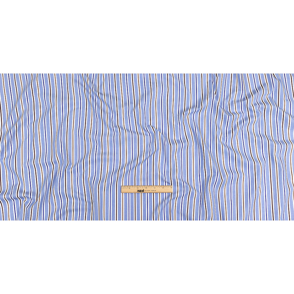 Grapemist, Raw Umber and White Halo Stripes Cotton Shirting Full