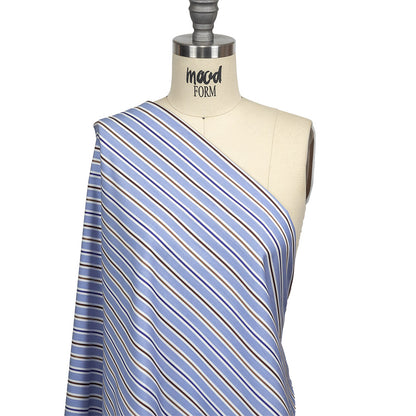 Grapemist, Raw Umber and White Halo Stripes Cotton Shirting Drape