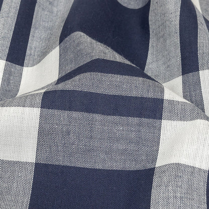 Navy and White Plaid Cotton Shirting Detail