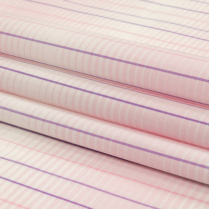 Pink, Purple and White Gradient Pinstripes Cotton Shirting Folded