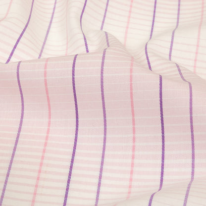 Pink, Purple and White Gradient Pinstripes Cotton Shirting Detail